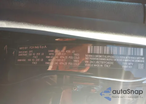 2015 Jeep Renegade Trailhawk from USA, damaged, VIN ZACCJBCT8FPC46292